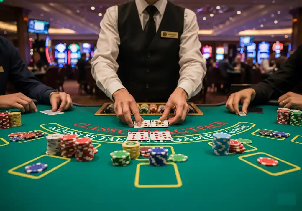Online blackjack stůl z pohledu hráče
